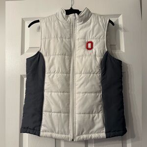 Ohio State White and Gray Puffer Vest with Logo